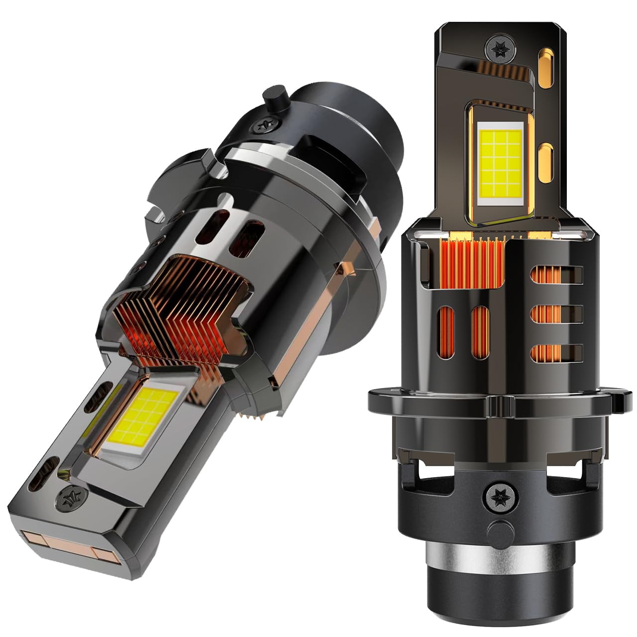 D2S D2R D2C LED Bulbs 110W 30000Lm Super Bright 6500K Cool White Built-in 2 Thermally Conductive Copper Tubes and Copper Cooling Fins and Fan Plug and Play Fog Lamp 2pcs