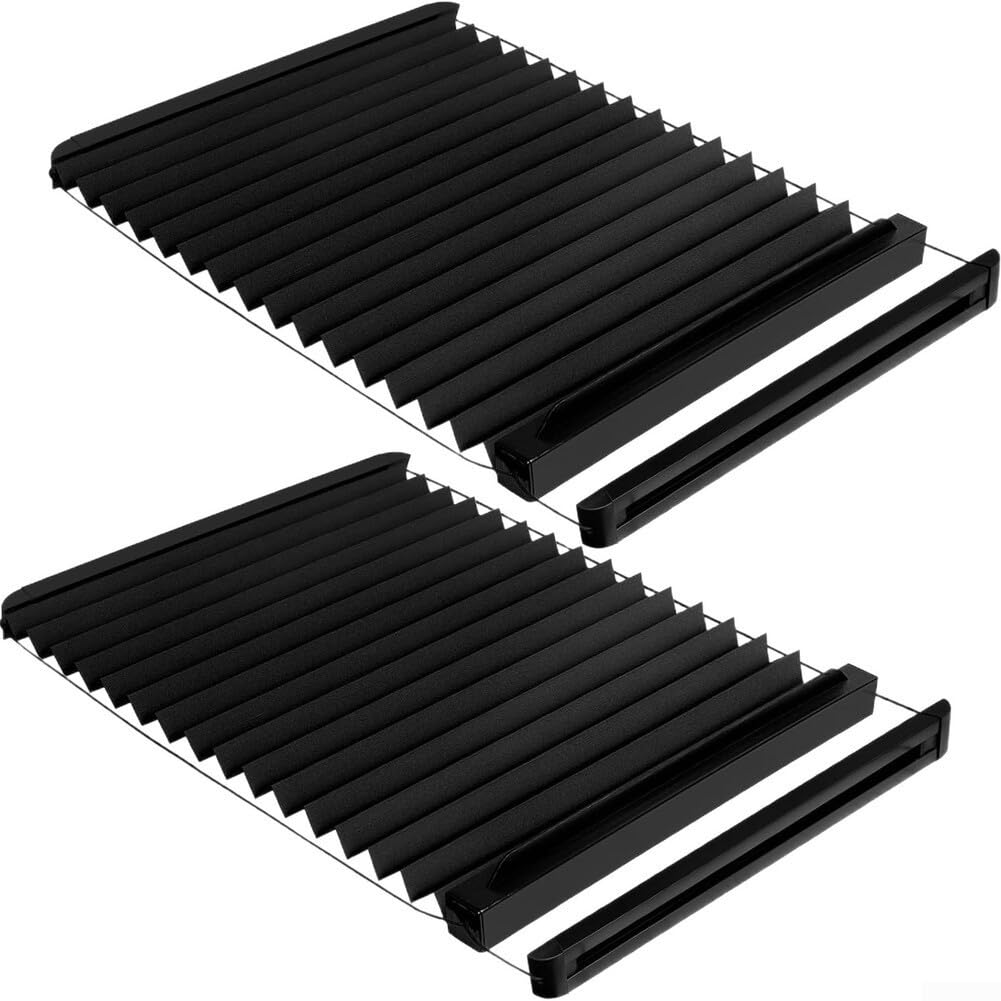 2 Stück RV-Tür-Fensterblenden 30,5 x 53,3 cm schwarz Faltrollo Aluminiumschiene für Lippert Eingangstüren Verdunkelung Sichtschutz leise gleitende Spur verstellbarer Lichtblock Sonnenschutz