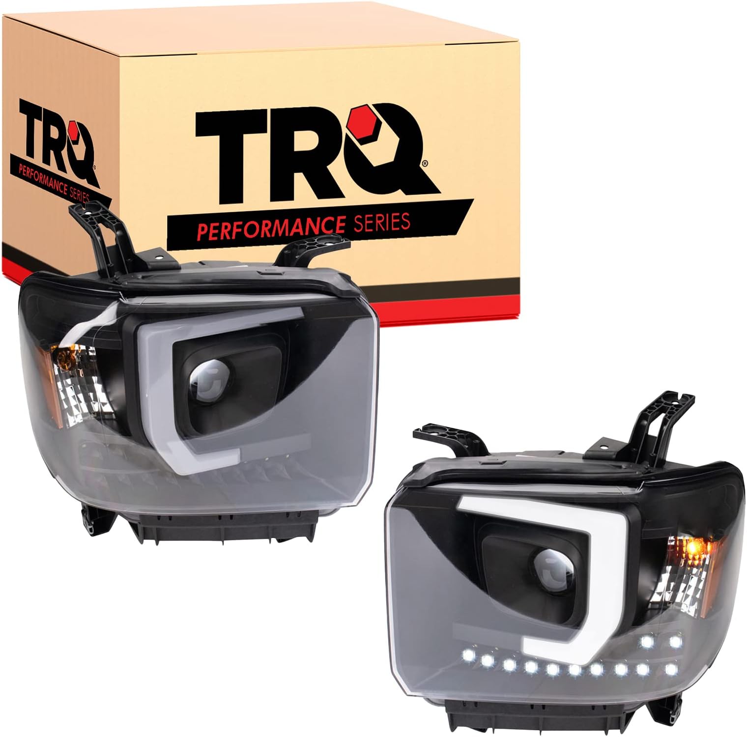 Performance Driver and Passenger Side Headlight Assembly Set Black Housing Compatible with 14-18 GMC Sierra 1500 15-19 GMC Sierra 2500 HD 15-19 GMC Sierra 3500 HD