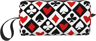 Poker Cards Pattern Funny Grid Novelty Makeup Bag Organizer Small Cosmetic Bags Portable Travel Toiletry Bag With Handle Simple Accessories Storage Zipper Pouch For Women Girl