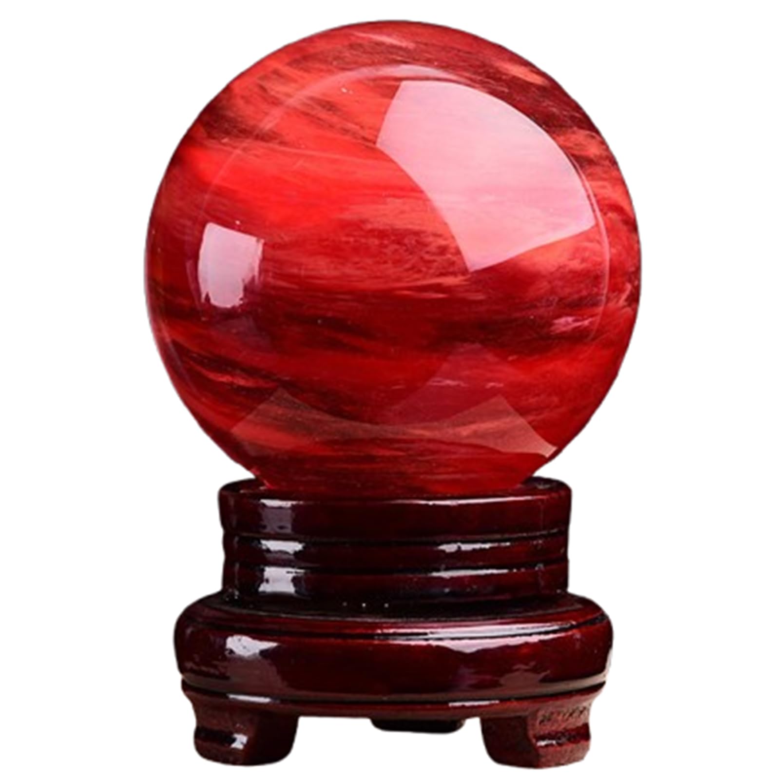 CYVXCPPGI Red Crystal Ball with Wooden Stand,Melting Quartz Red Crystal Ball, Crystal Divination Stone Sphere,for,Fengshui,Divination Sphere,Home Decoration,210mm/8.3in