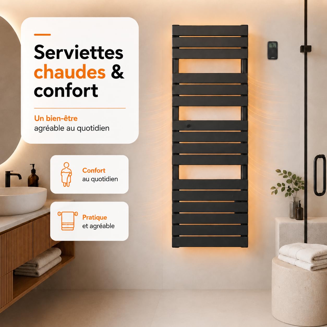 BESTHERM - Sèche-serviette électrique sans fluide 750W ANIS noir