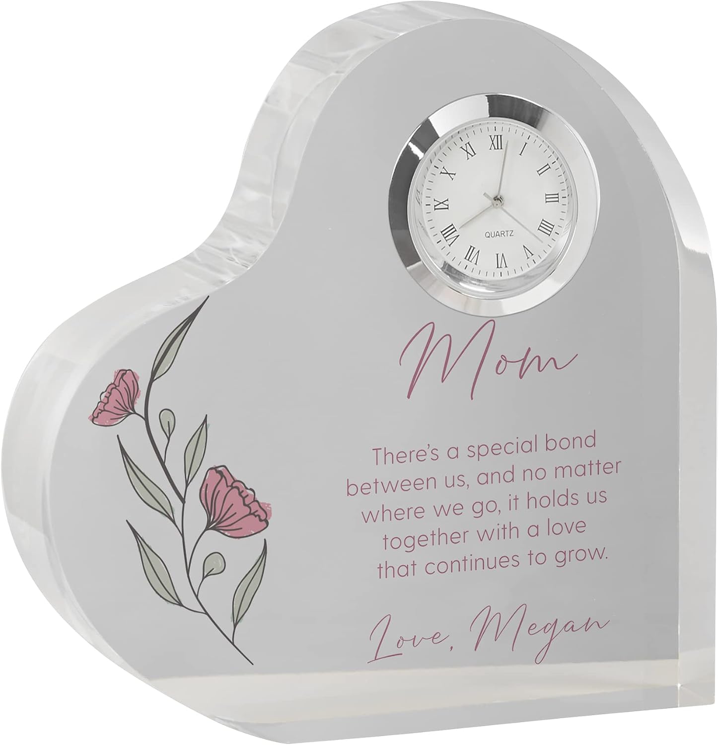 Personalization Universe Floral Message for Mom Personalized Heart Clock