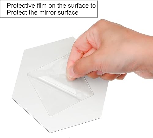 Miniatura 3 de Juego de 32 calcomanías hexagonales de vidrio real para azulejos de espejo de pared, juego de calcomanías de acrílico para decoración de pared de