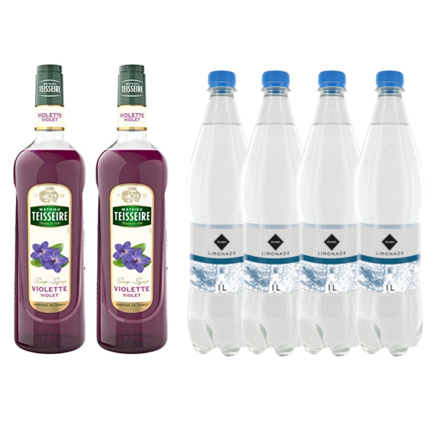 Lot sirop & limonade : Sirop Teisseire - Violette (2x1L) – Limonade Rioba (4x1L)