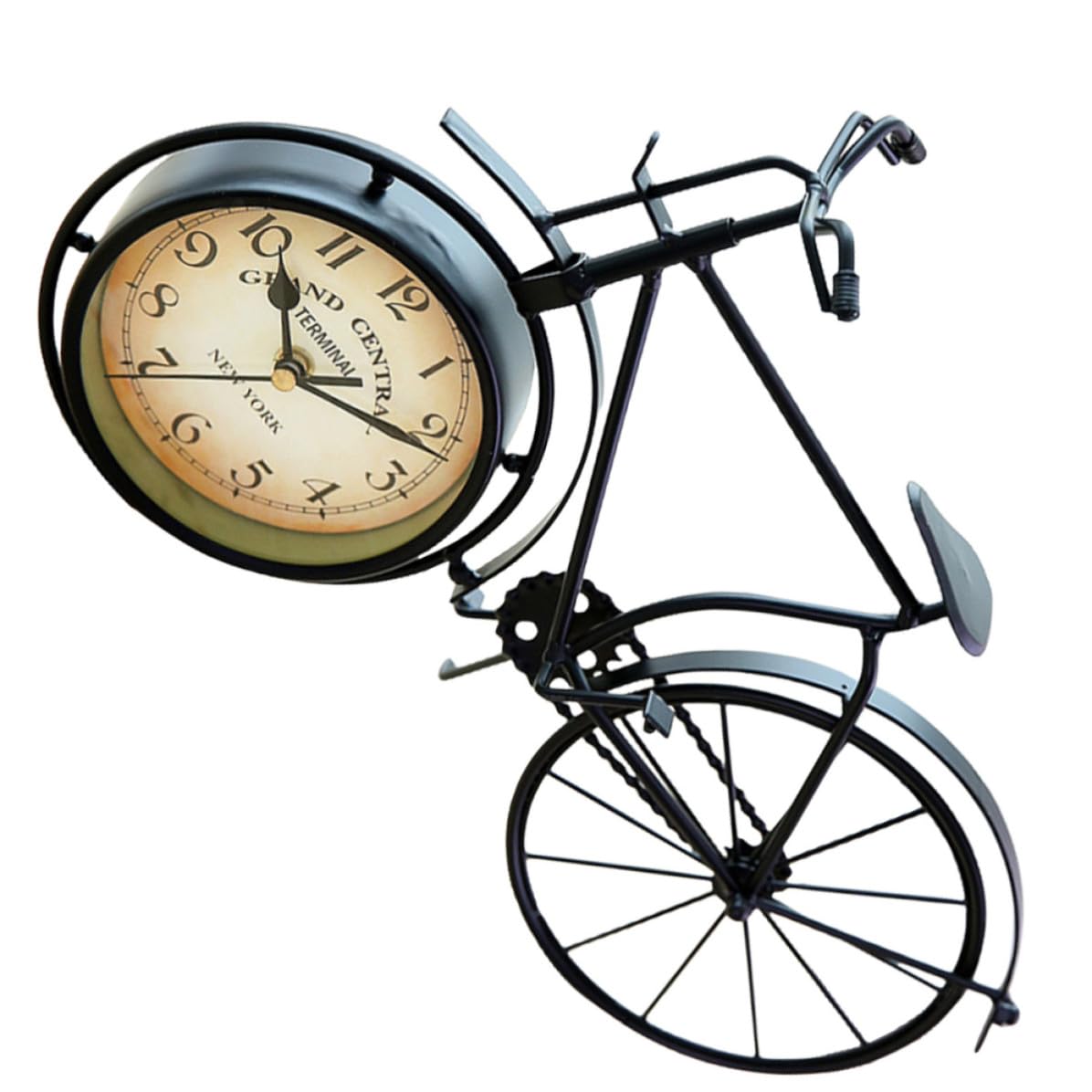 Despertador silencioso vintage de metal en forma de bicicleta creativa para mesita de noche
