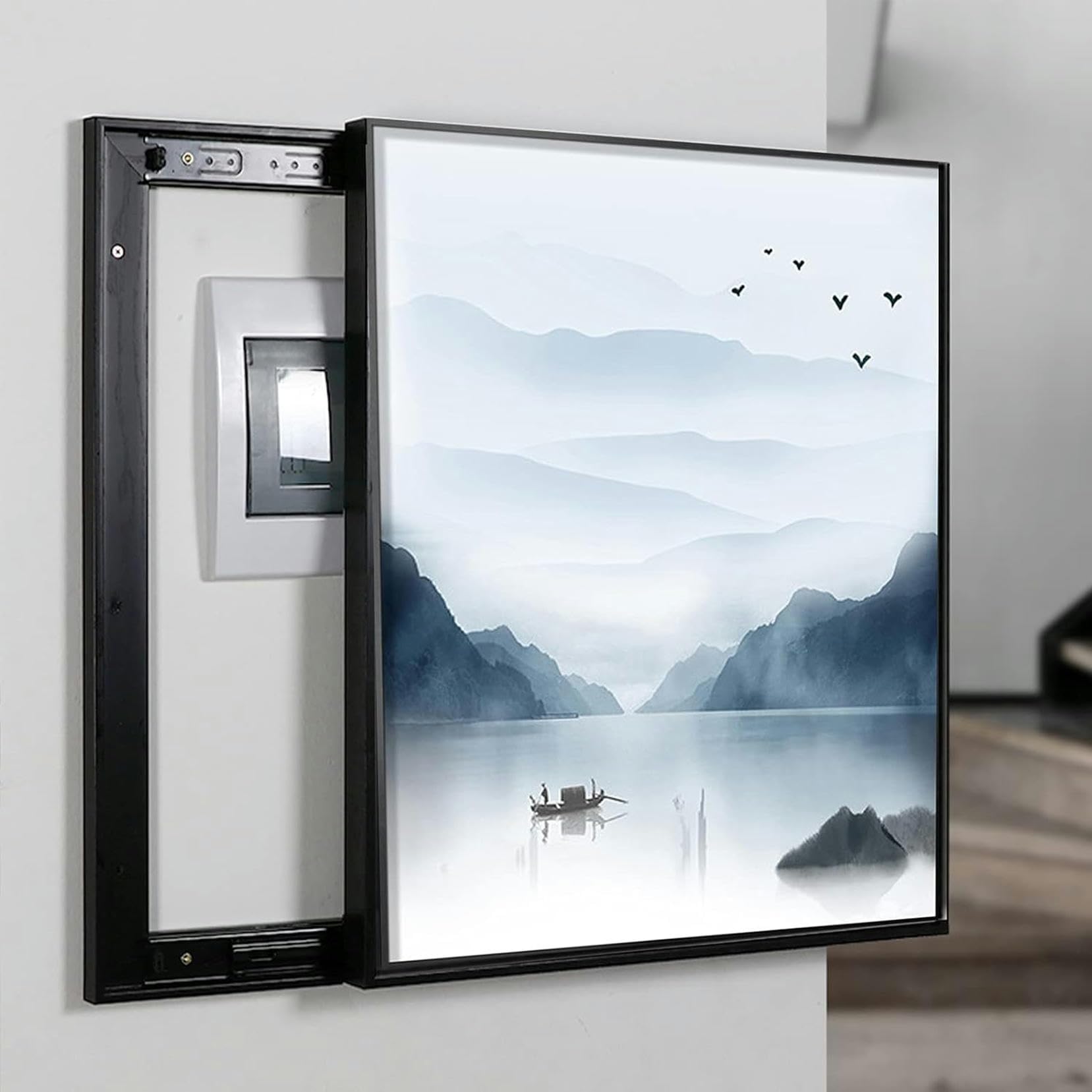 Boîte de distribution amovible avec panneau de peinture décorative