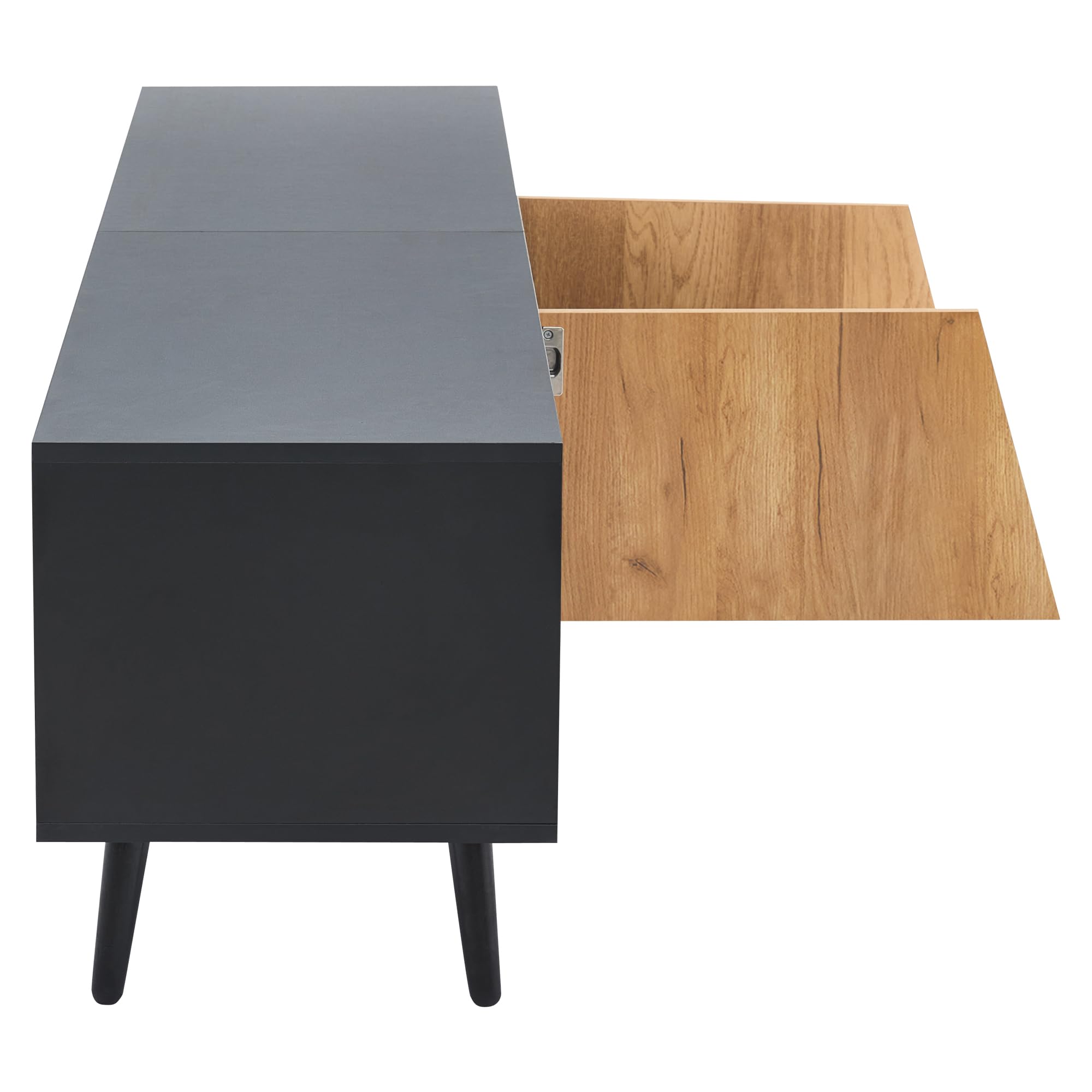 BTM 180 cm Lowboard Lowboard Board, TV-Schrank mit Schubladen und 2 Schränken, Moderne minimalistische Konsole mit 6 Stützbeinen aus Massivholz, Passend für 75-Zoll-Wohnzimmerschränke