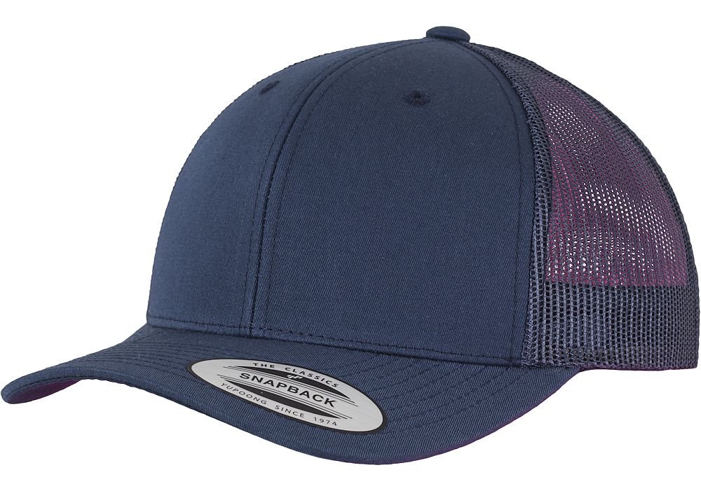 Flexfit Snapback Unisex Baseball-Mütze | Trucker Kappe Mesh Basecap, Blau (Marine), Gr. One size