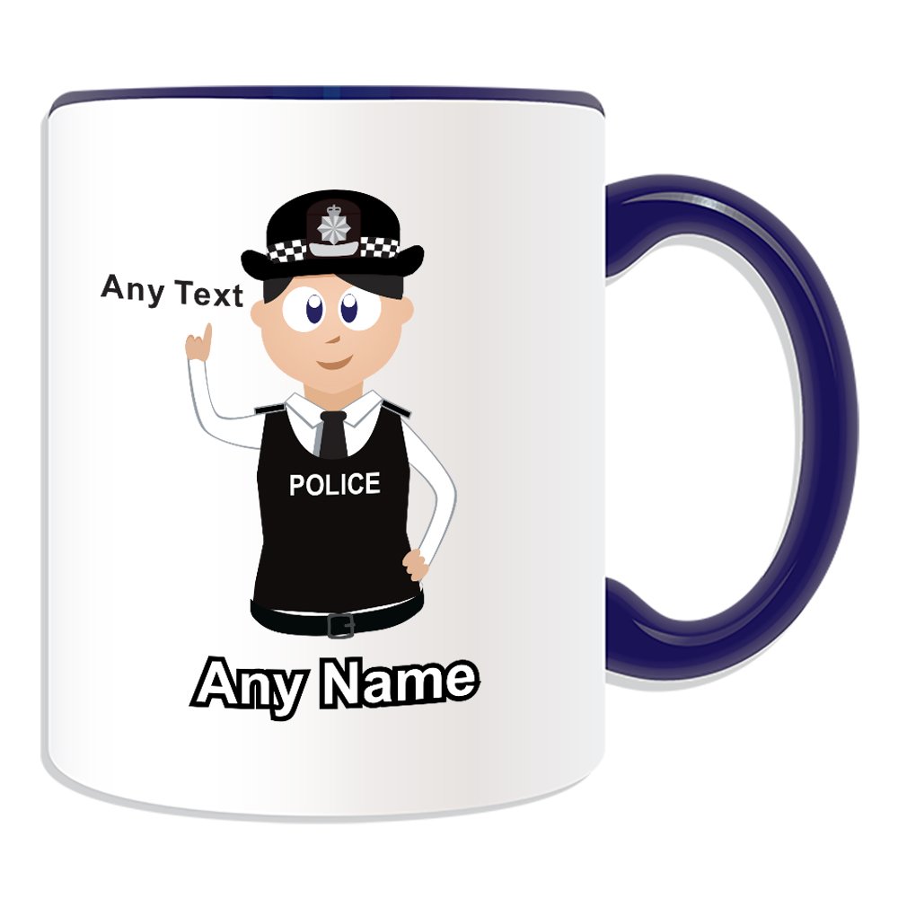Unigift Blue Personalised Gift - (Chief) Superintendent Mug (Police Design Theme, Colour Options) - Any Name/Message On Your Unique - Super Supt Sp Cs - Dark/Black Hair Policewoman Hat Cap