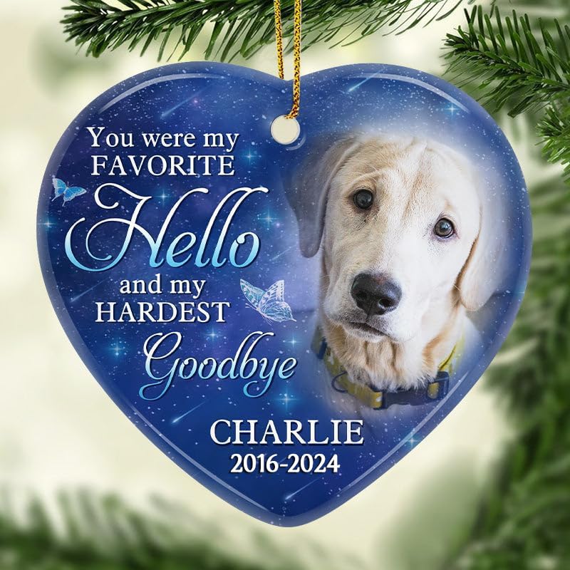 Glad Gua A Big Piece of My Heart Lives in Heaven Christmas Ornaments, Dog Memorial Gifts for Loss of Dog, Pet Memorial Gifts for Dogs, Loss of Pet Sympathy Gift Dog, Christmas Tree Decorations