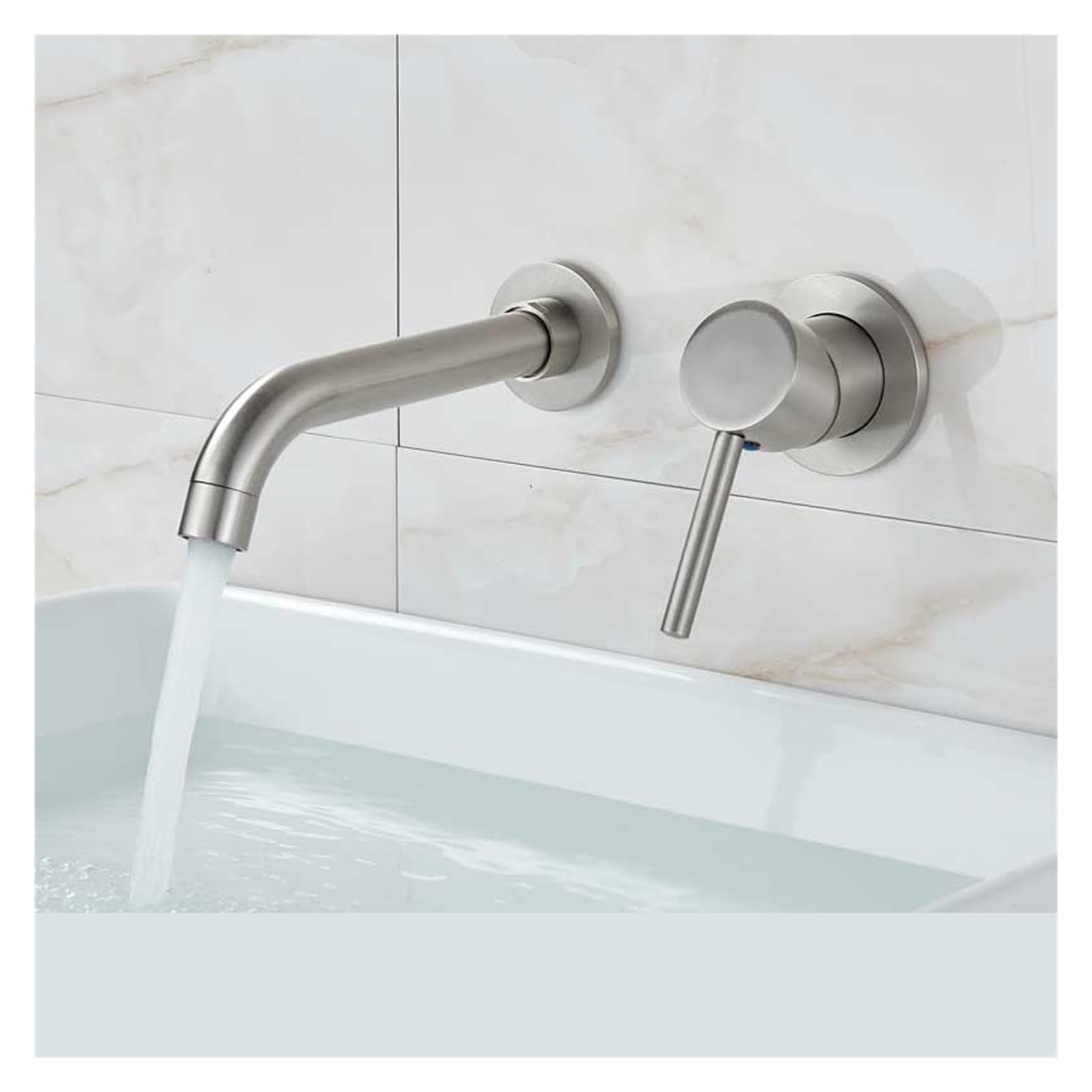 Zqfhsx Brushed Nickel Antique Brass Basin Faucet Single Handle Wall Mount Bathroom Sink Mixer 2 Hole Lavatory Crane Faucet(Brushed Golden)