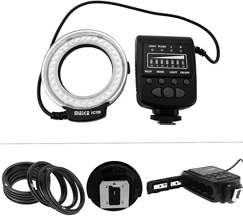 Miniatura 3 de Meike FC-100 - Luz LED para macro anillo, compatible con cámara réflex digital Canon N Pentax Olympus Olympus con anillos adaptadores