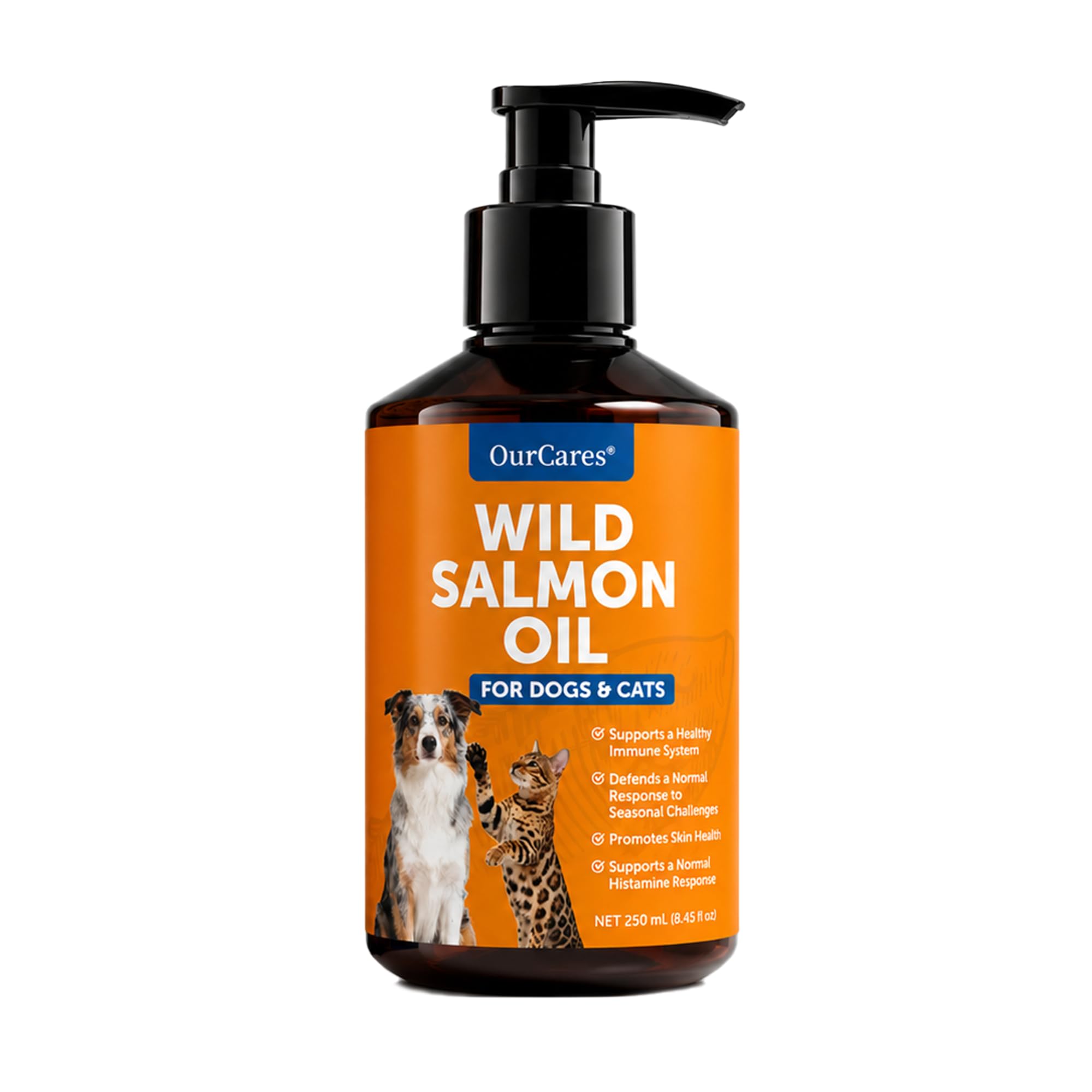 Omega 3 Fish Oil for Dogs & Cats, Wild Alaskan Salmon Oil with EPA & DHA, Skin & Coat Support, Helps Reduce Shedding, Itch Relief, Healthy Skin, Shiny Coat, Joint & Heart Support, 8.5 oz 8.45 FL OZ