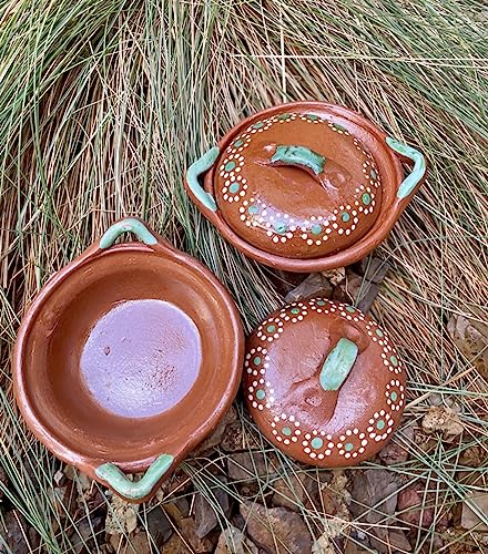 Salsero de Barro with Lid & Traditional Salsa Bowl Chip & Dip Molcajete Sauce Mexican