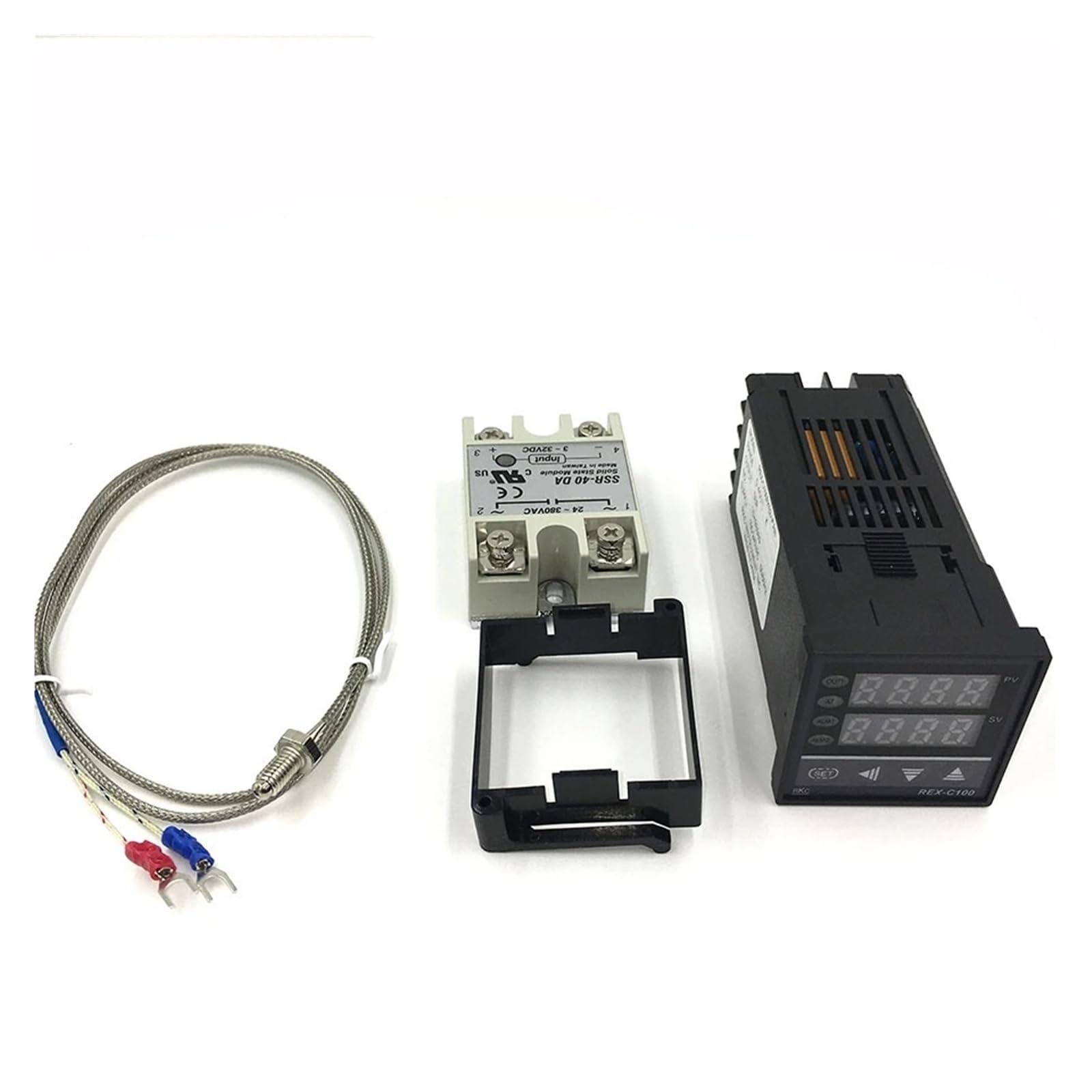 Controlador de Temperatura Controlador de Temperatura PID Digital REX-C100 Termostato Salida SSR Máx. 40 A Relé SSR Sonda termopar K(C100 Set)