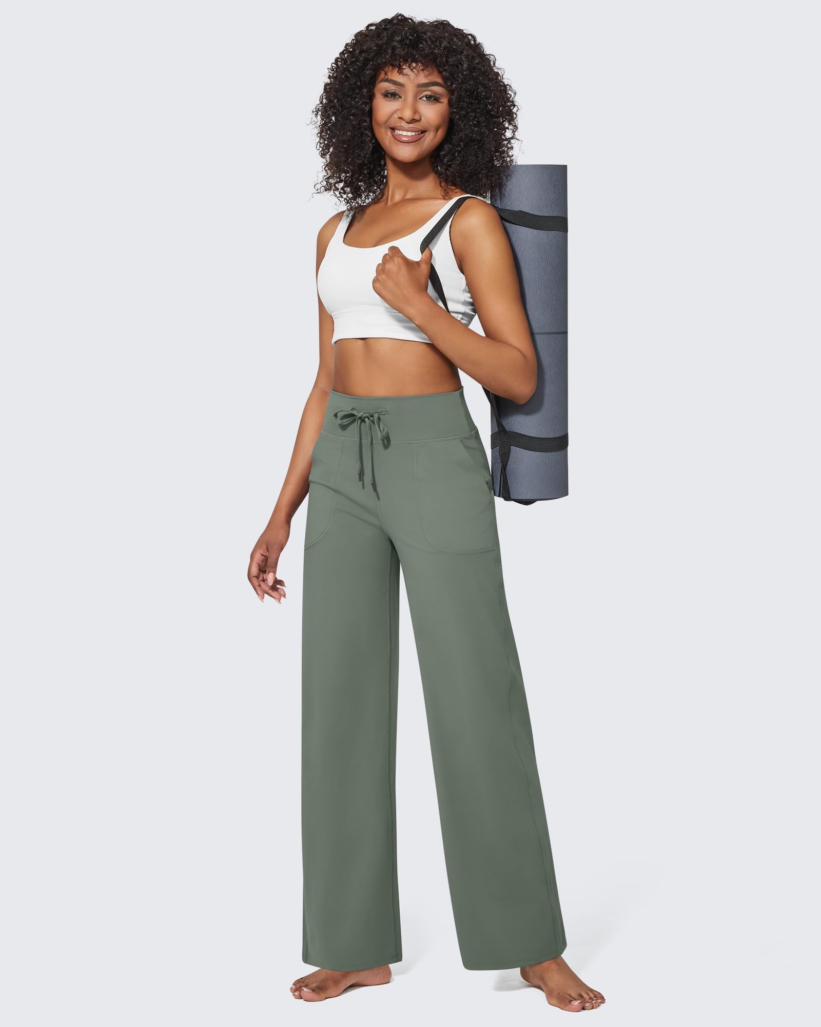G4Free EverGoing Pantalon de yoga à jambes larges pour femme avec poches