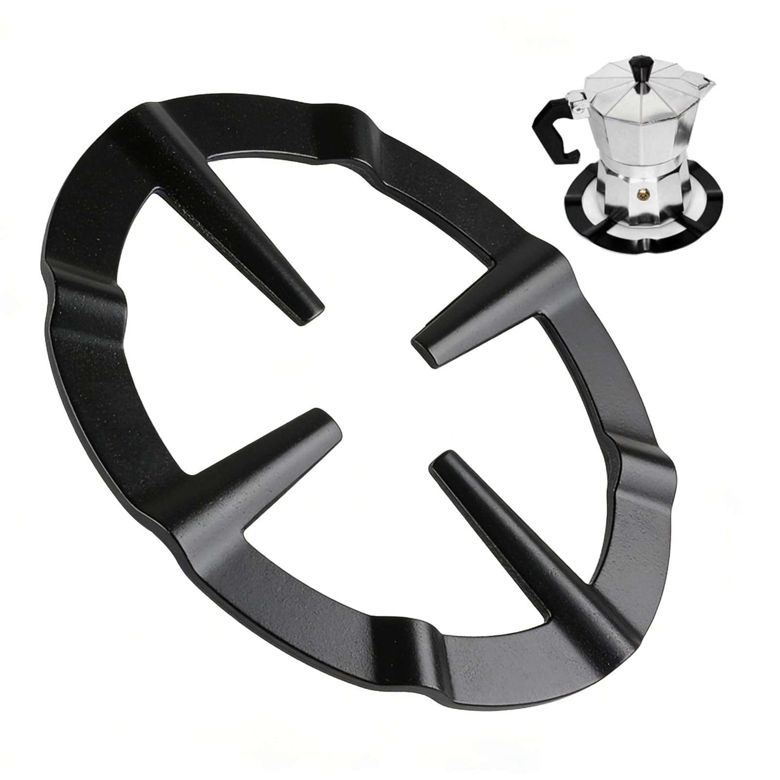 Oavie Black 1 Pc Moka Pot Stand, Universal Gas Hob Reducer Ring, Durable Heat Resistant Cooktop Support Trivet For Stovetop Espresso Makers, Small Saucepans And Milk Pots