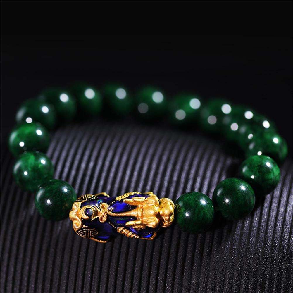 Braccialetto Feng Shui in giada naturale Pixiu unisex lucidato a mano animale cambiamento di temperatura imitando il braccialetto di giada naturale, Medio