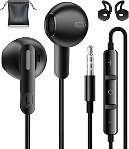 In-Ear Headphones with Cable and Microphone, Earphone with 3.5 mm Jack Sound-Dynamic Hi-Fi Stereo Headphones with Noise Ca…