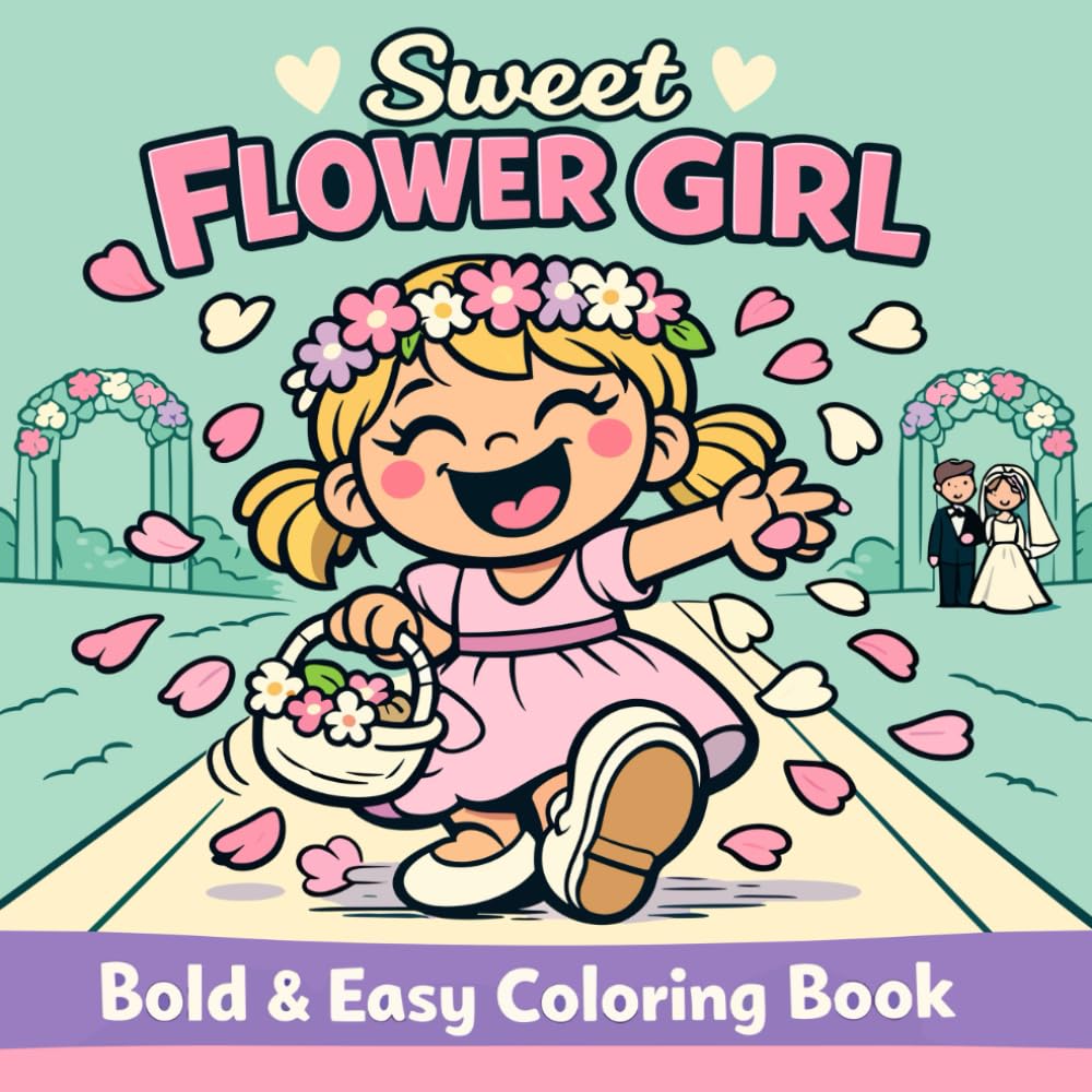 FLOWER GIRL: A Cute Wedding Day Coloring Gift for Girls Featuring Bold, Simple & Adorable Flower Girl Scenes