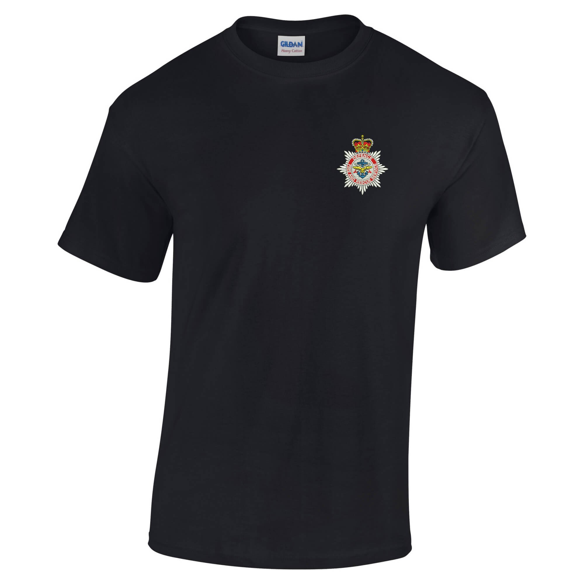 Pineapple Joe's Men's Black Defence Fire And Rescue Service Embroidered T-Shirt - 2X Large