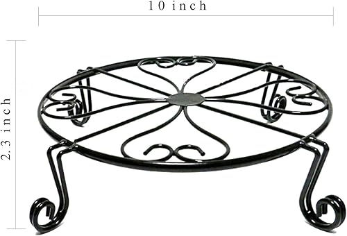 Miniatura 9 de Paquete de 5 soportes de metal inoxidables para múltiples plantas, soporte resistente para plantas al aire libre e interior, soporte redondo de