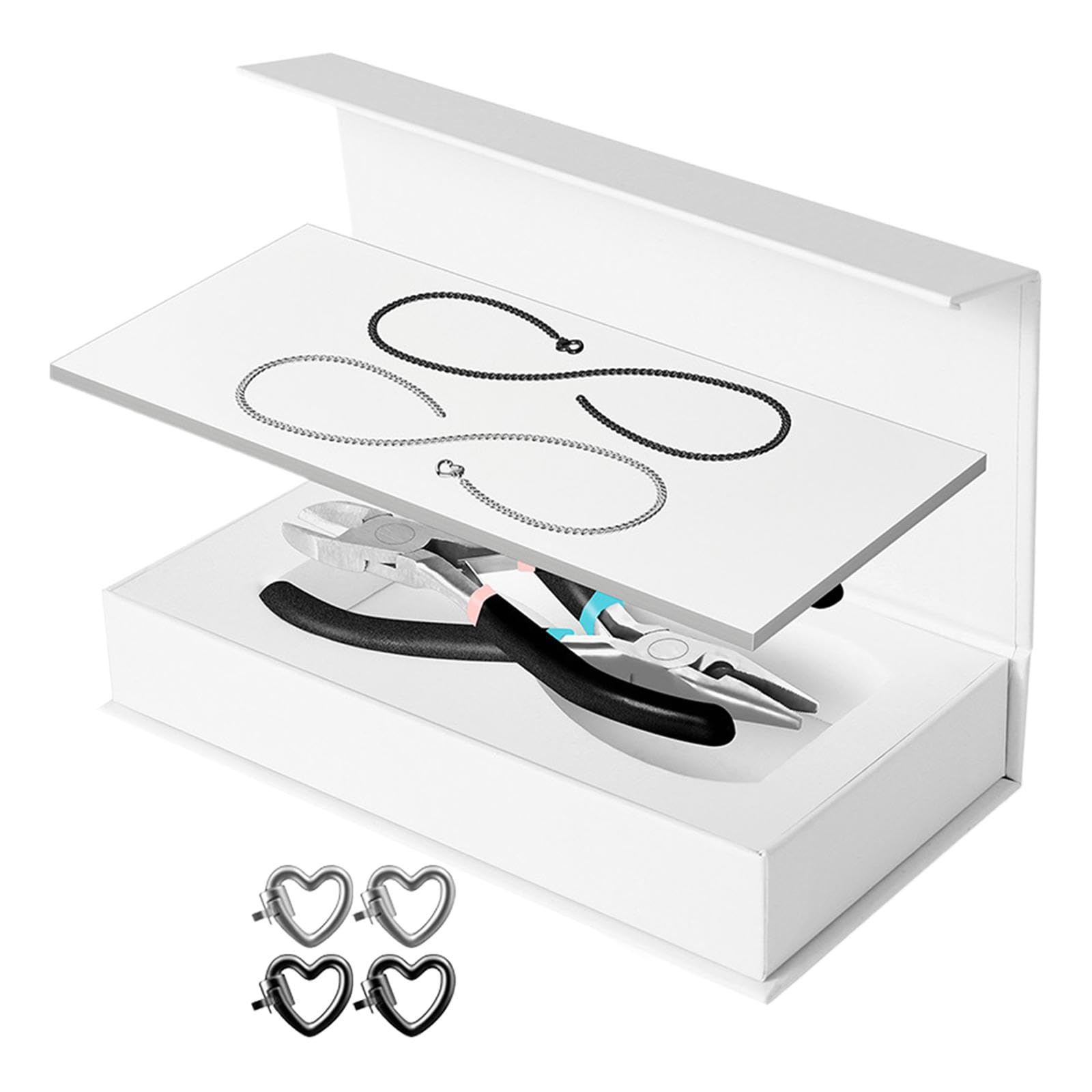 2 Pezzi Bracciale Permanente Set Braccialetti Coppie Kit Creazione Gioielli Materiale Acciaio Inox Argento Inclusi Strumenti Adatti a Regalo, 1 Nero 1 Argento