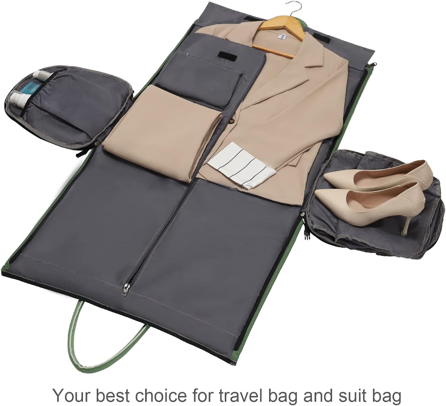 Modoker Eco-Friendly Convertible Garment Bags for Travel, Carry on Garment Duffel Bag for Women Men Weekender - 2 in 1 Hanging Suitcase Suit Travel Bags, Green - Image 7