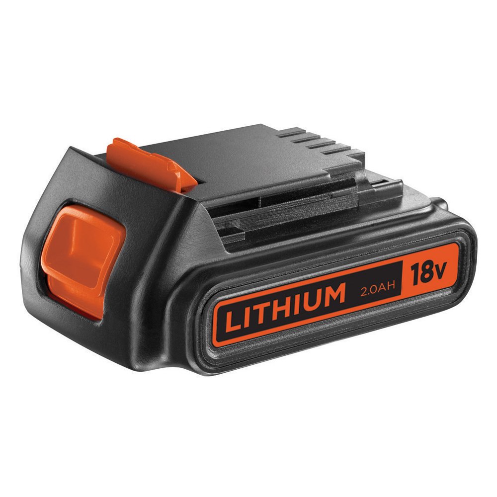 Black+Decker Podkaszarka Do Trawy, Czarny/Pomarańczowy, 18 V & Black+Decker Li-Ion Slidepack akumulator BL2018 (18V 2.0Ah, odpowiedni do wszystkich narzędzi ogrodniczych Black+Decker 18V), 1,0 szt.