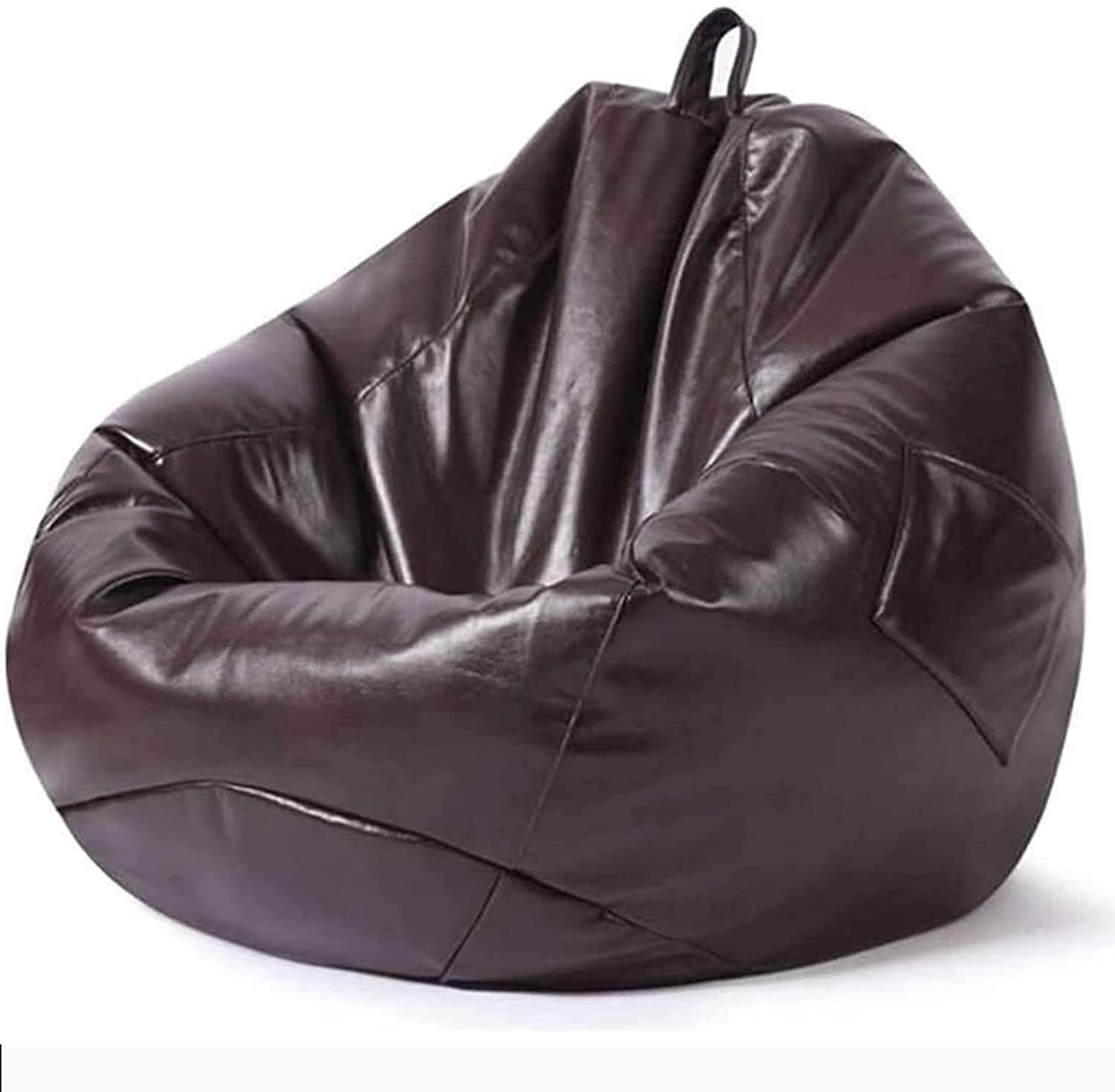 Lazy Floor Sofa Beanbag Cover Gaming, Beanbag Chair (No Filler, Cover Only) PU Leather Bean Bag Chairs Toys Storage Bean Bag Couch Lazy Lounger Sofa for Living Room Bedroom College Dorm(Brown,80*90cm/