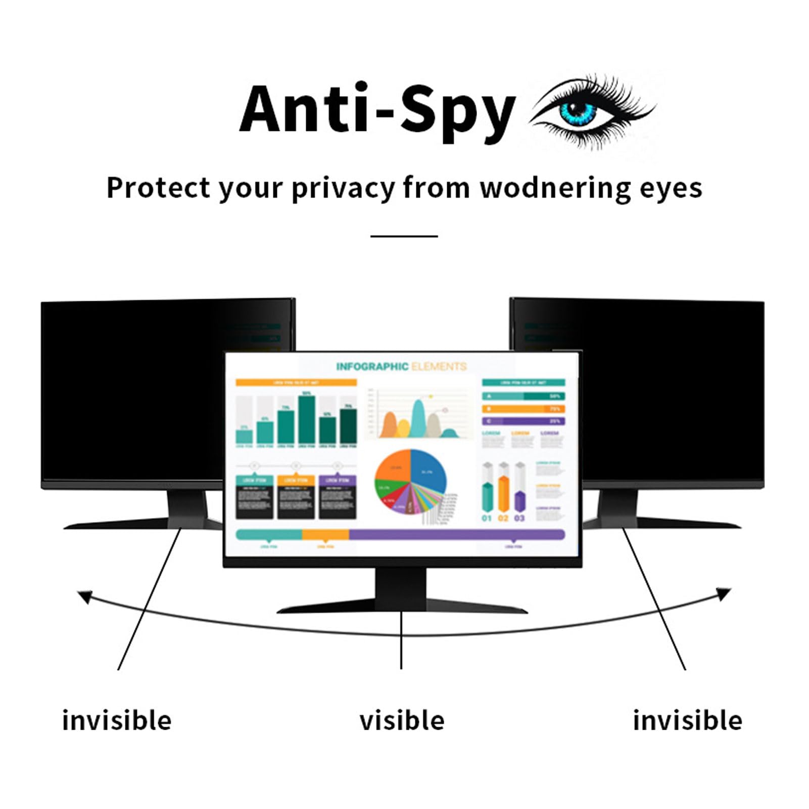Pantalla de privacidad para computadora de 35 pulgadas, extraíble, antiarañazos, antiespía, filtro de privacidad antideslumbrante, película de protección ocular de luz azul, dos métodos de