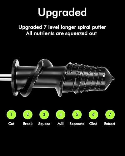 Miniatura 4 de SiFENE Máquina exprimidora de masticación lenta, boca doble de 3 pulgadas de ancho, función antiobstrucciones, pasto de trigo y extractor de jugo de