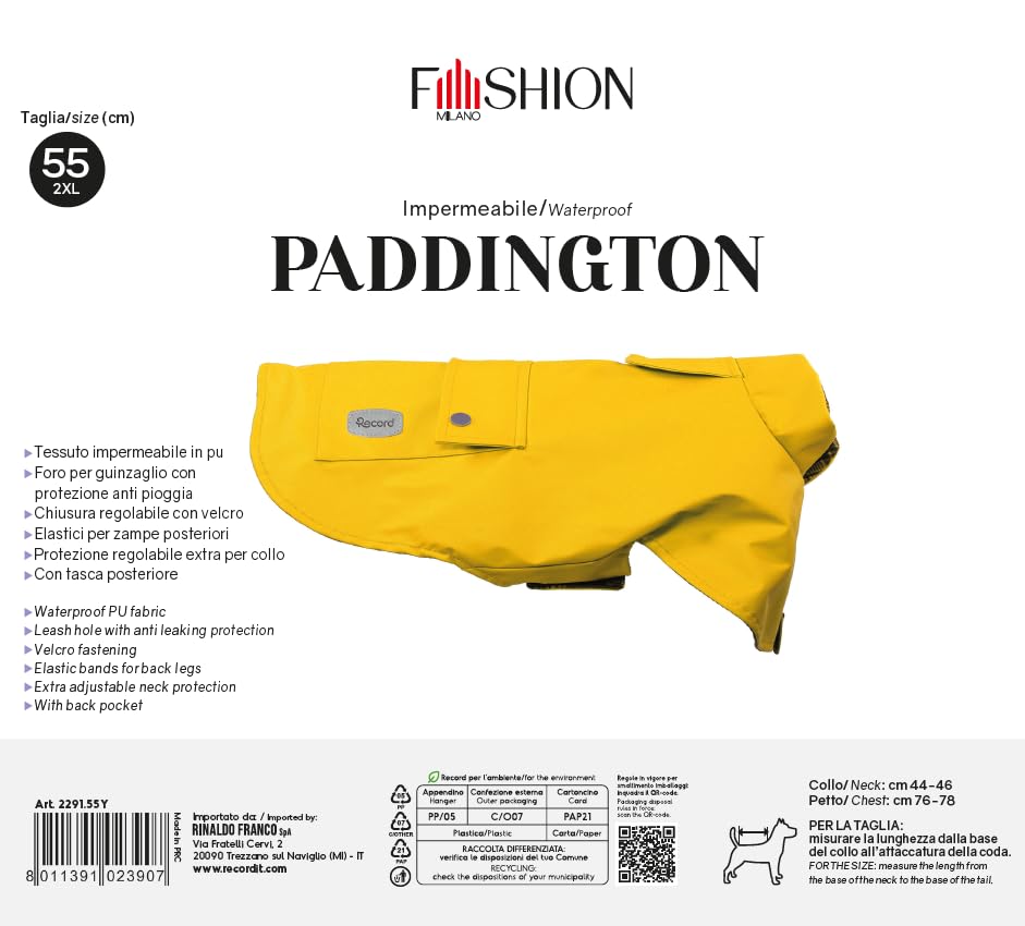 Record - Paddington Dog Raincoat - Faux Leather with Leash Hole - Adjustable Closure, Elastic Back Legs and Extra Neck Protection - Image 3
