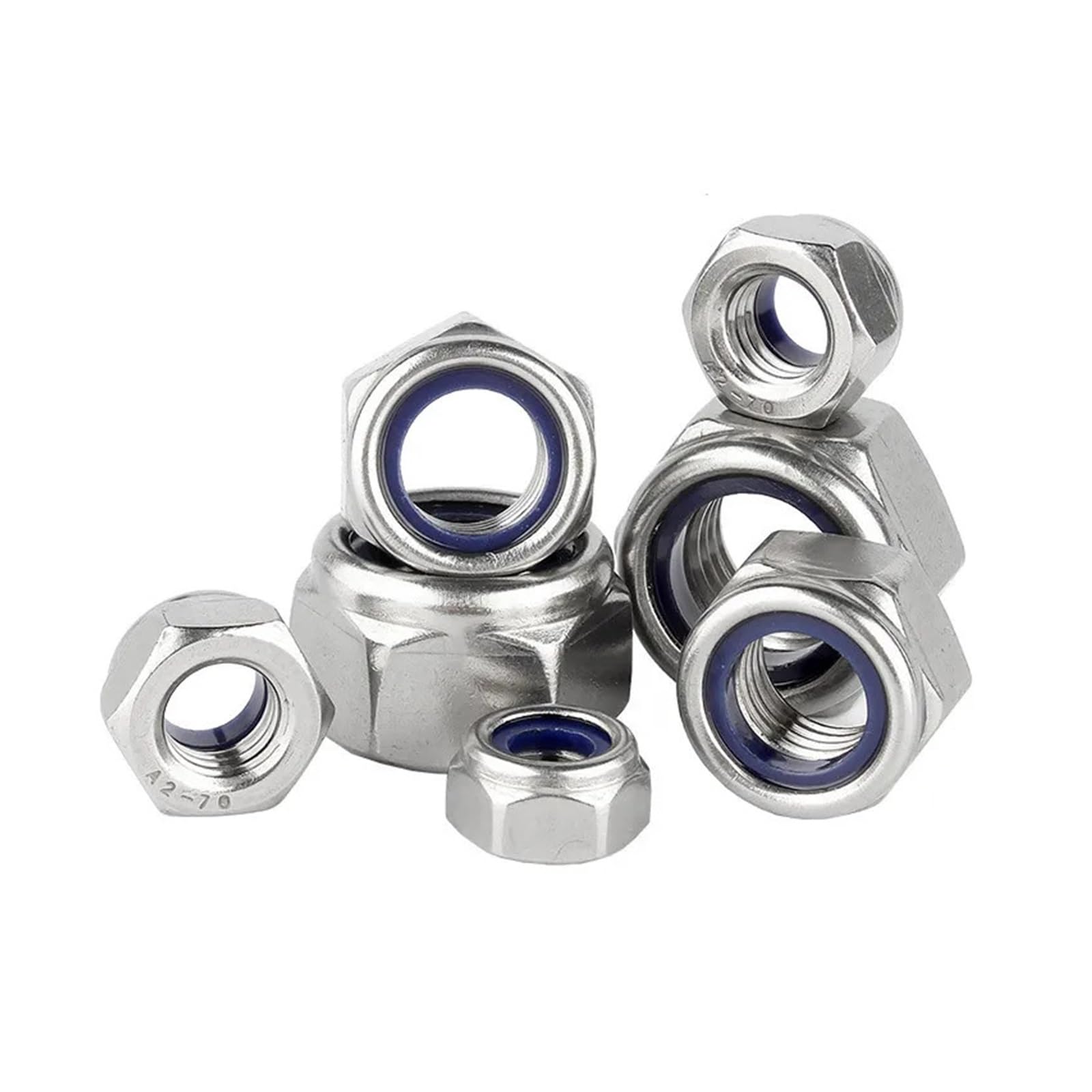 Tuercas De Seguridad Nailon Con Inserción Acero Inoxidable 5/20/50/200 Piezas, Tamaños M2-M24, Sujetadores Duraderos Autoblocantes for Automóviles Y Electrodomésticos(50PCS M14)