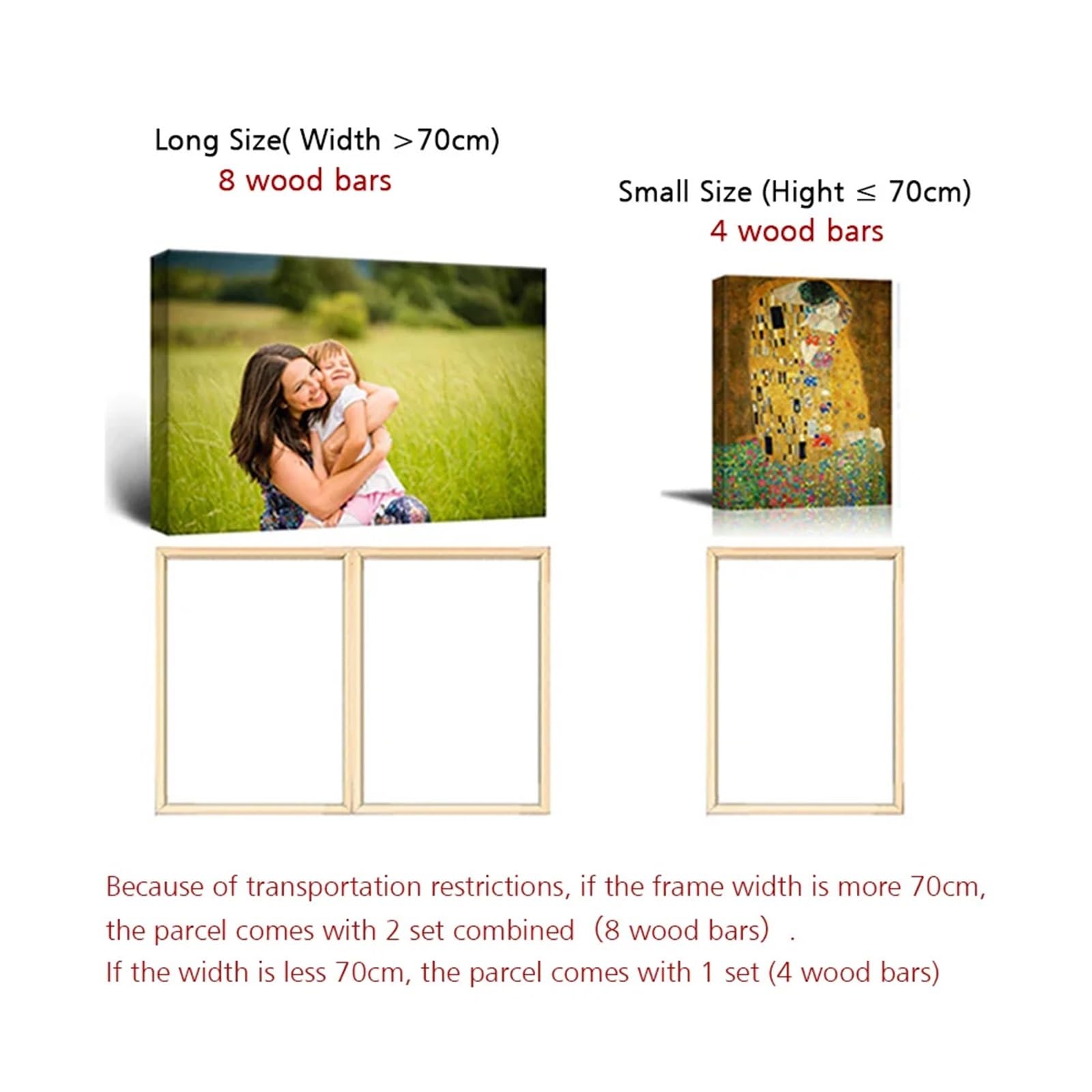 MOHUIED Houten canvasframe, doe-het-zelf fotolijst, fotolijsten, kit, accessoires, herbruikbare prints, stretching insteekpen, muurkunst, woondecoratie voor muurkunst (breedte 85 cm, hoogte 60 cm