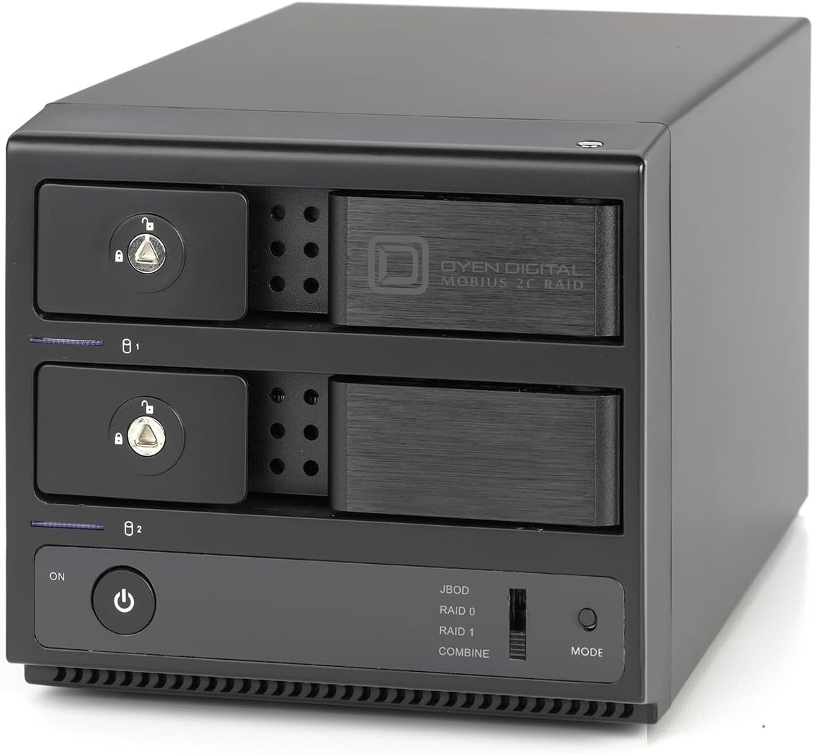 - 16TB Mobius 2C RAID 2-Bay USB-C Hard Drive Array