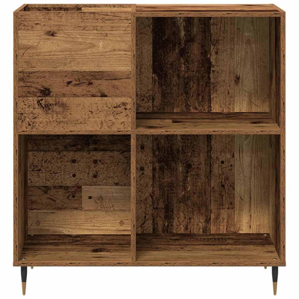 Armario para discos de vinilo de madera vieja, 85 x 38 x 89 cm, con 4 estantes, almacenamiento de medios industriales para salón y oficina, ahorro de espacio, almacenamiento de CD y DVD