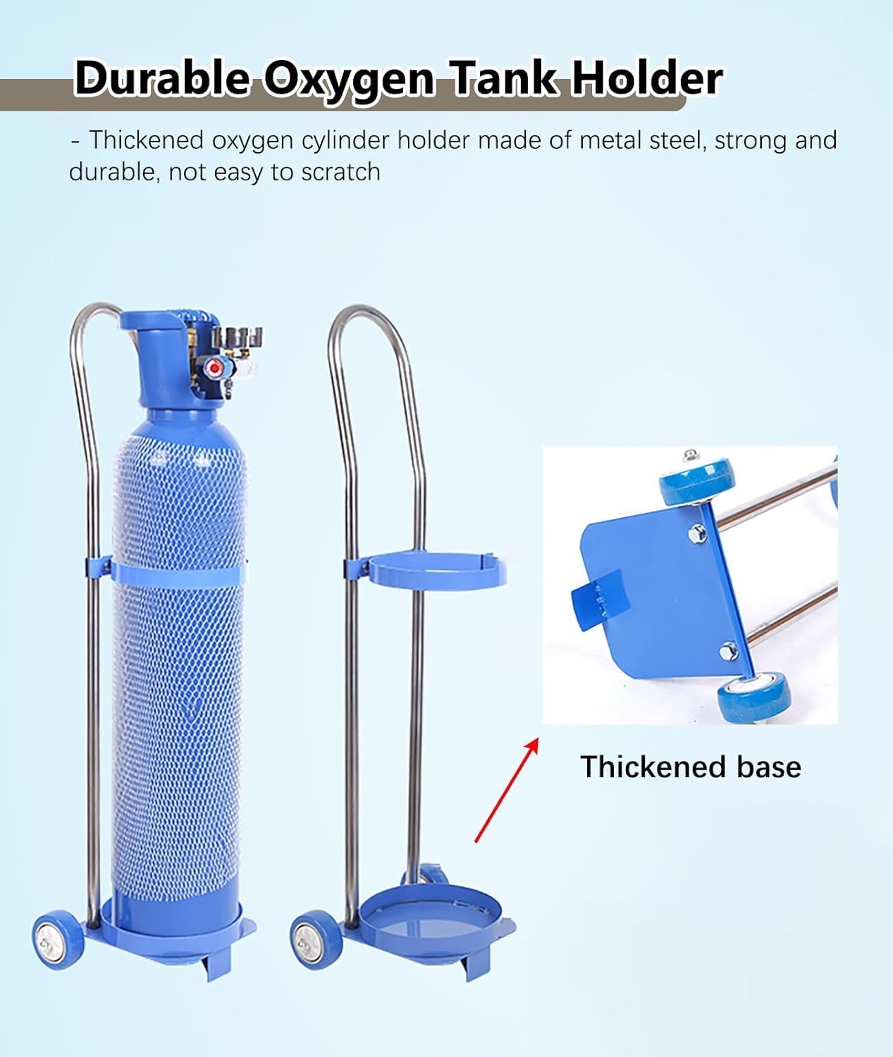 Carrello portatile per bombola di gas, resistente, con ruote, supporto per uso domestico e medico, altezza 80 cm