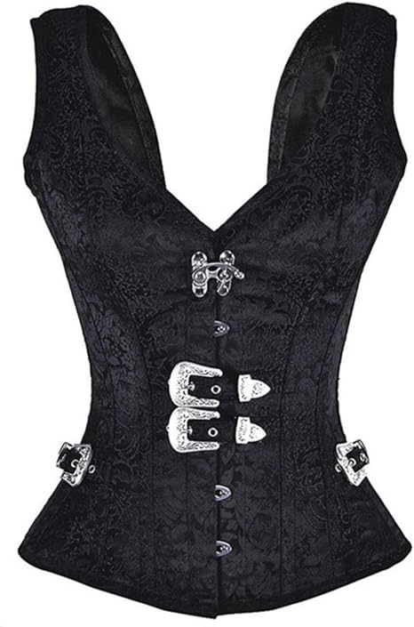 SZIVYSHI Danna Sottoseno Corsetto Waist Trainer Corpetto Bustino Body Shaper Modellante Rinforzato Con Stecche - Nero - XS - Foto 6