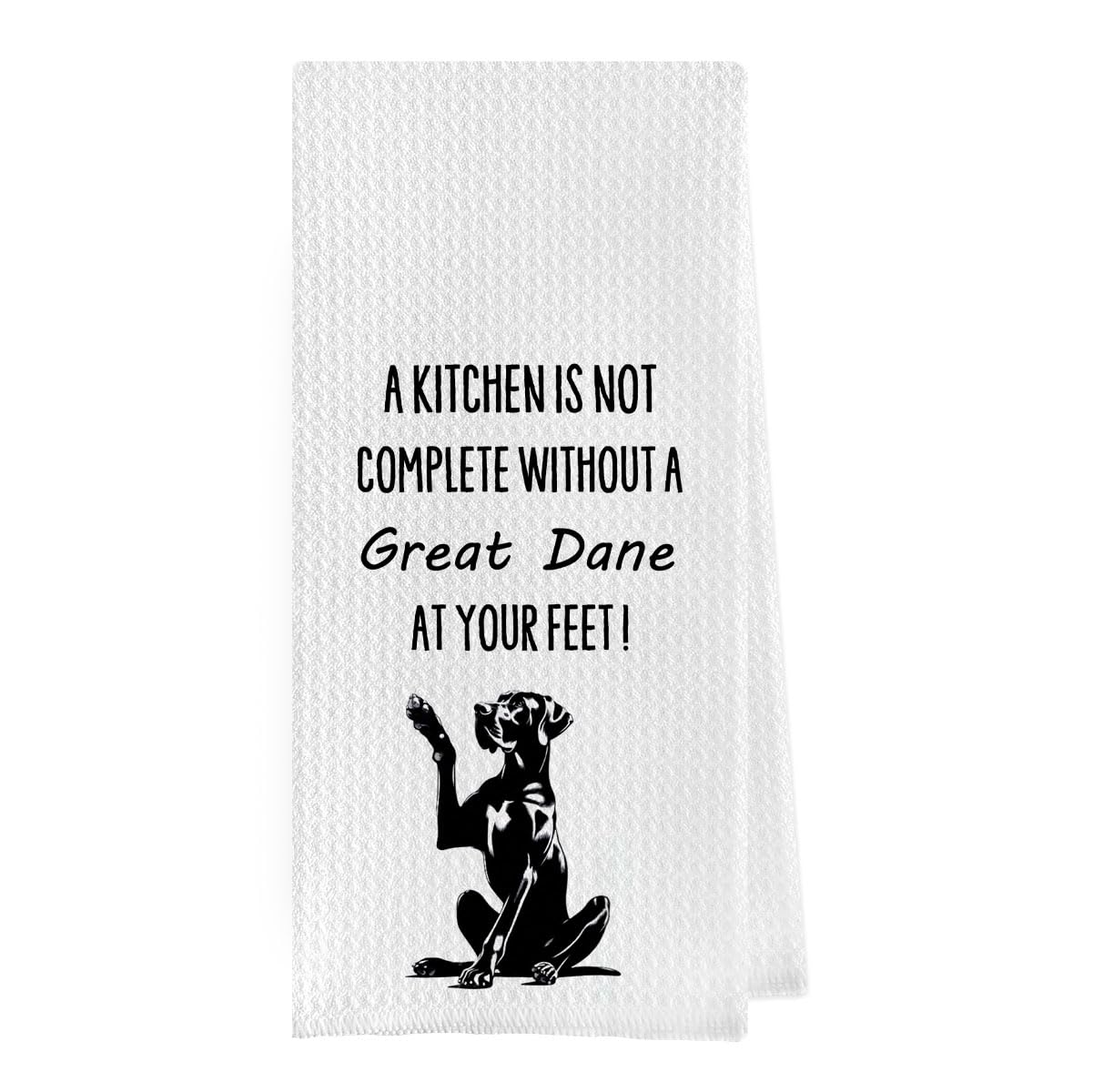 Great Dane Dish Towels - Funny Gifts Waffle Weave Kitchen Hand Tea Towel (1624 Inches), Small