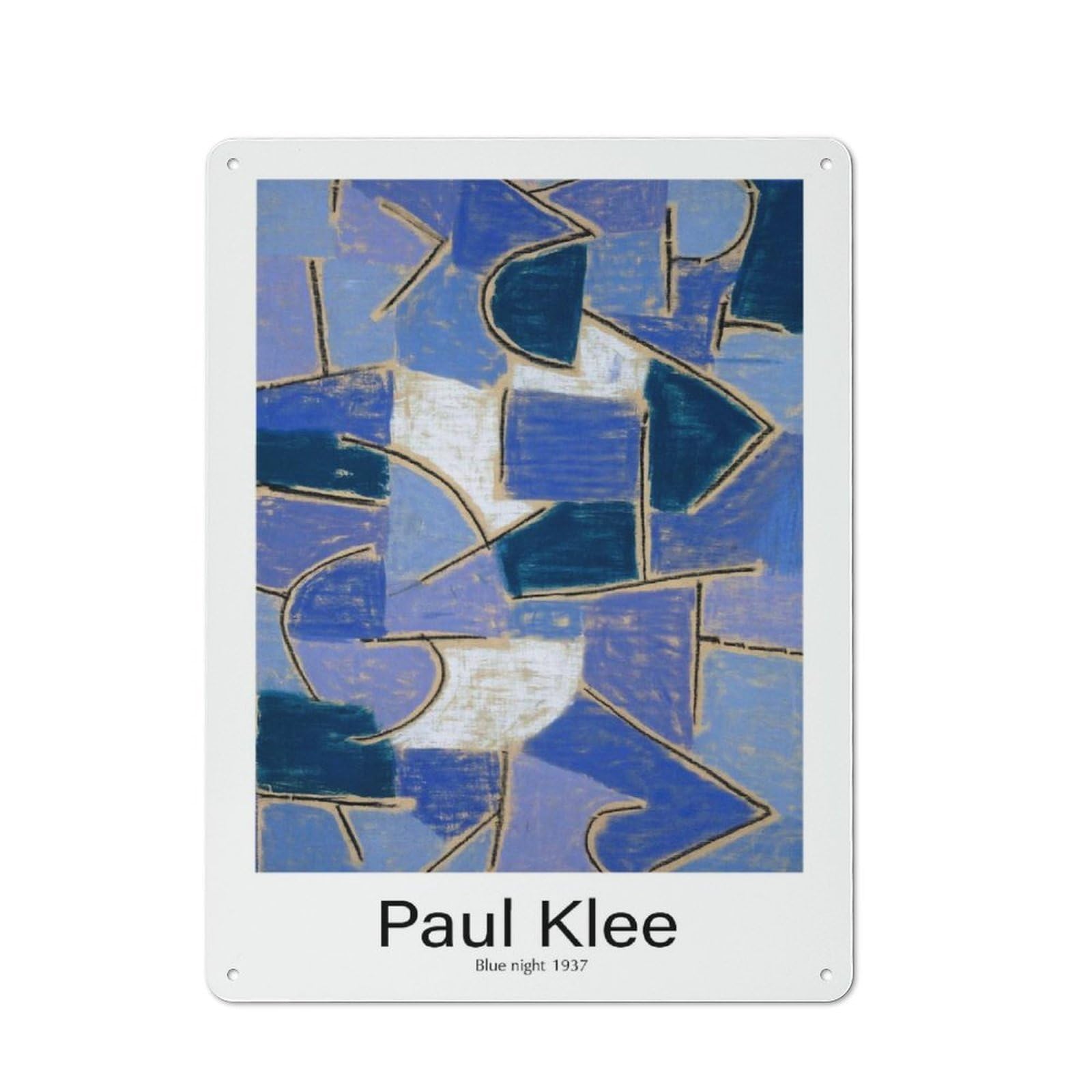 Junmoney Style-7 Paul Klee Blue Night 1937 Retro Metal Wall Sign 40X30cm For Living Room Or Hallway, For Collectors Decorating Living Rooms And Hallways