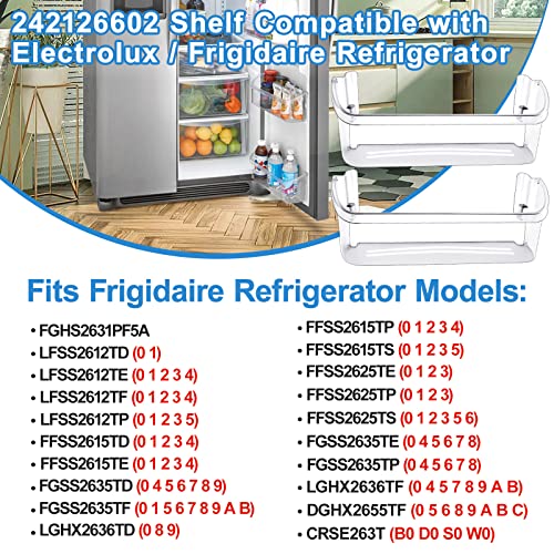 [2 Pack] Upgraded 242126602 Refrigerator Door Bin Shelf Replacement For Frigidaire Electrolux Refrigerator Door Shelf - Side Shelf Rack Parts Ap6278233 Ps12364199 4547407, Bottom 2 Replacement Shelves #TOP4