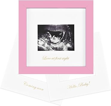 KINLINK Baby Sonogram Picture Frame, Ultrasound Picture Frame Light Pink