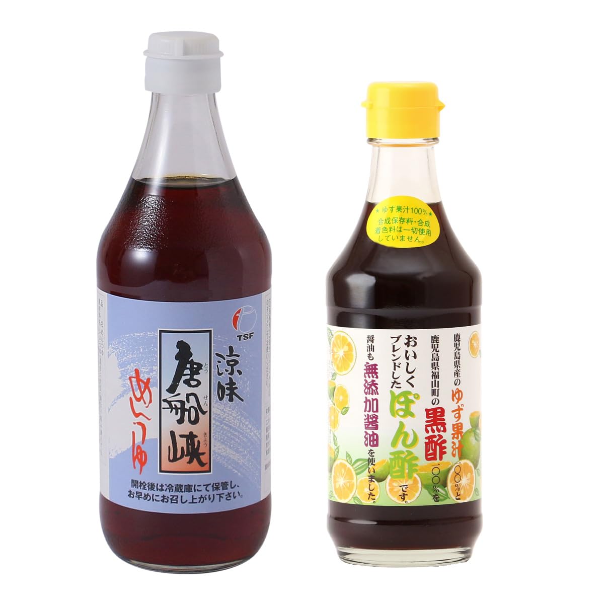 [唐船峡食品] 唐船峡セット 涼味めんつゆ500ml×1 、ゆず黒酢ぽんず300ml×1