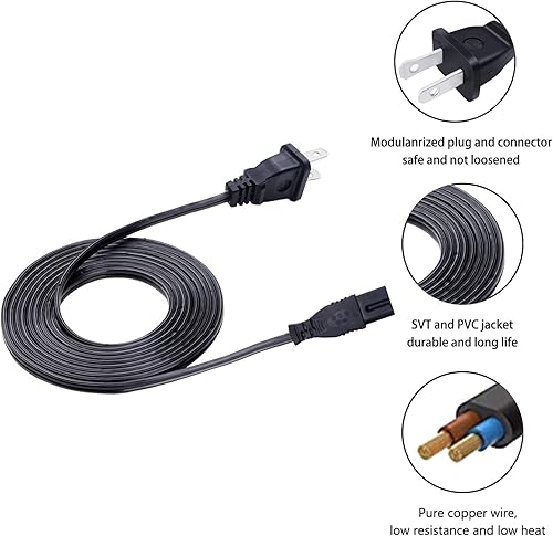 Miniatura 3 de Cable de alimentación polarizado de 8 pies para Brother CS8000 CS8060 CS8072 XR1300 XR1355 XR-4040 XR-7700 Nouvelle 1500S NV4000D XR-9000 XR-9500PRW