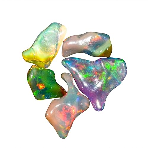 Miniatura 6 de 5pcs Ultra Fire Natural Organic Black Ethiopian Opal Crystal Gemstone, Chakra Healing Crystal, Rough Crystals and Gemstone, October Birthstone,