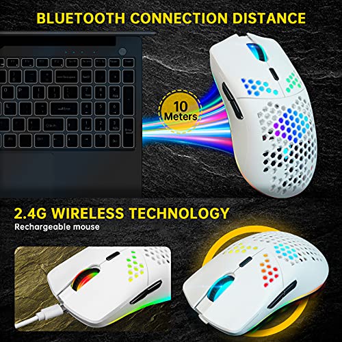 Miniatura 3 de Xzxwzx Ratón Inalámbrico Para Juegos Con Estructura De Panal De Abeja, 11 Retroiluminados, 3400 Dpi, 6 Botones Programados, Receptor Usb, Ahorro De Energía, Ratón Inalámbrico Para Pc, Mac, Portátil