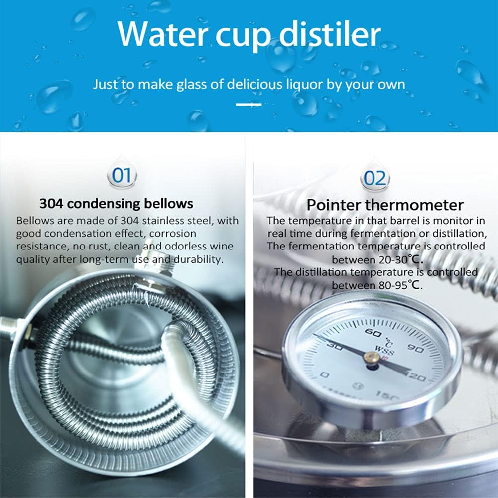 50L Stainless Steel Distiller Home Brewery Whisky Water Wine Brewing Wine Making Boiler