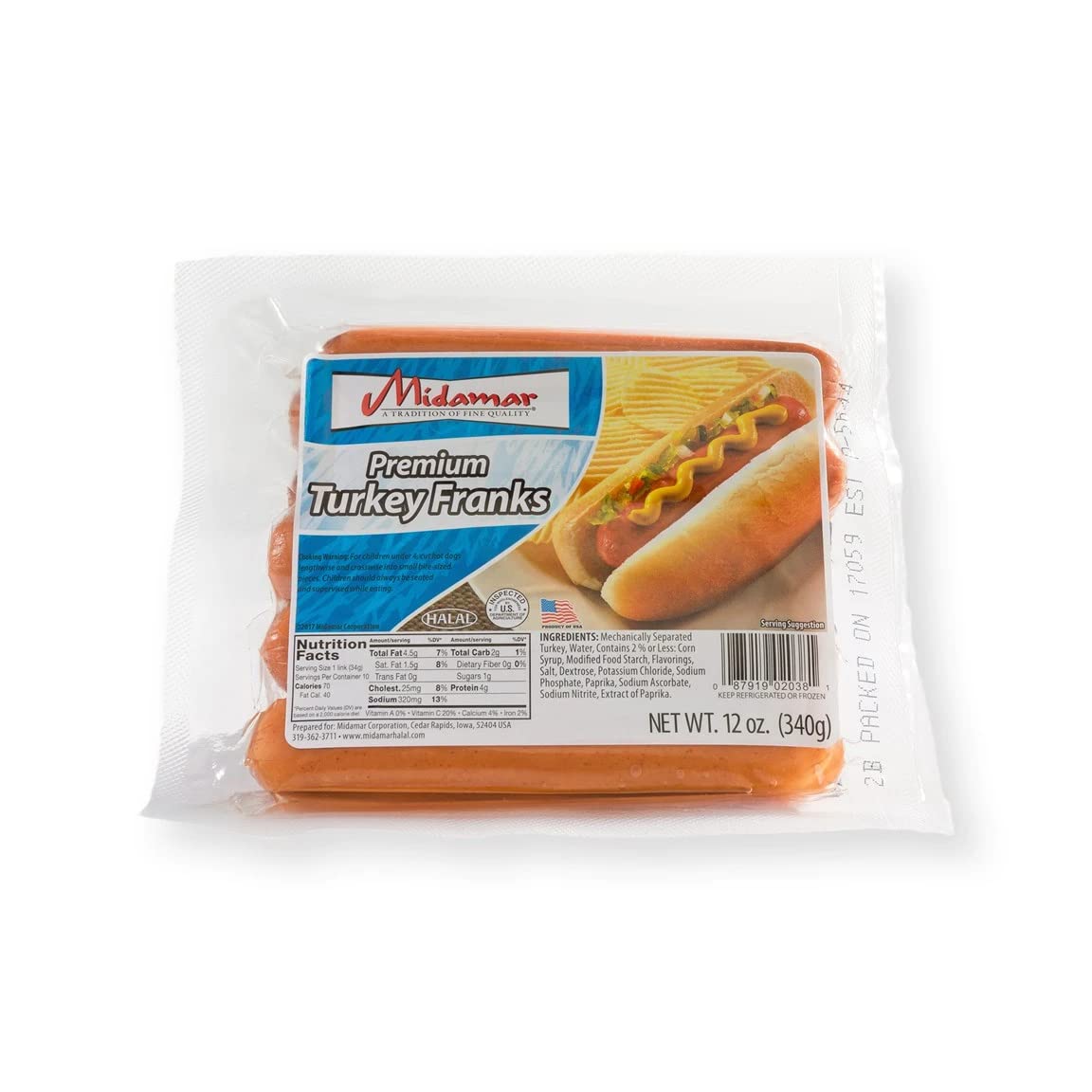 Halal Premium Turkey Franks 12, 12 oz packages